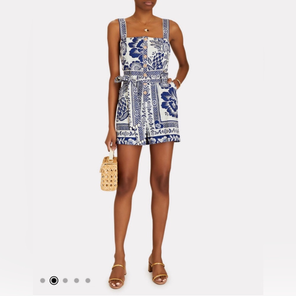 Farm Rio Blue Pineapple Garden Romper Size Small NWOT Missing Belt